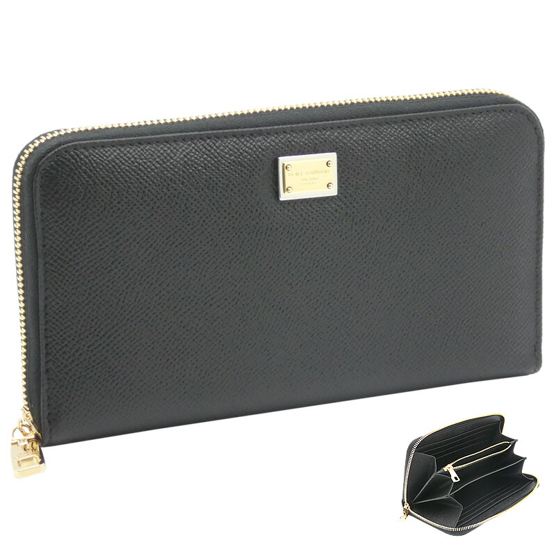 ドルチェ＆ガッバーナ DOLCE & GABBANA ジップアラウンドウォレット Dauphineカーフスキン ロゴプレート BI0473A100180999 ドルガバ ラウン