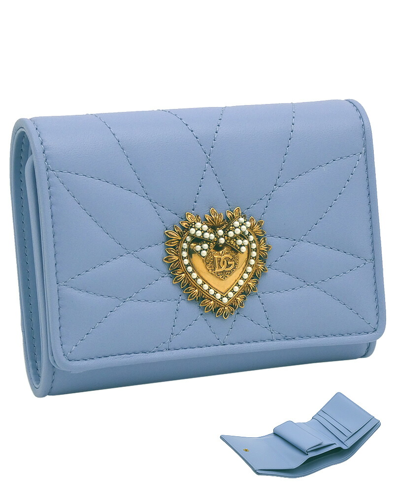 ドルチェ＆ガッバーナ DOLCE & GABBANA BI1269AV96780789 ドルガバ Devotionマトラッセナッパ 三つ折り 財布 ブルー レディース 【新品 新