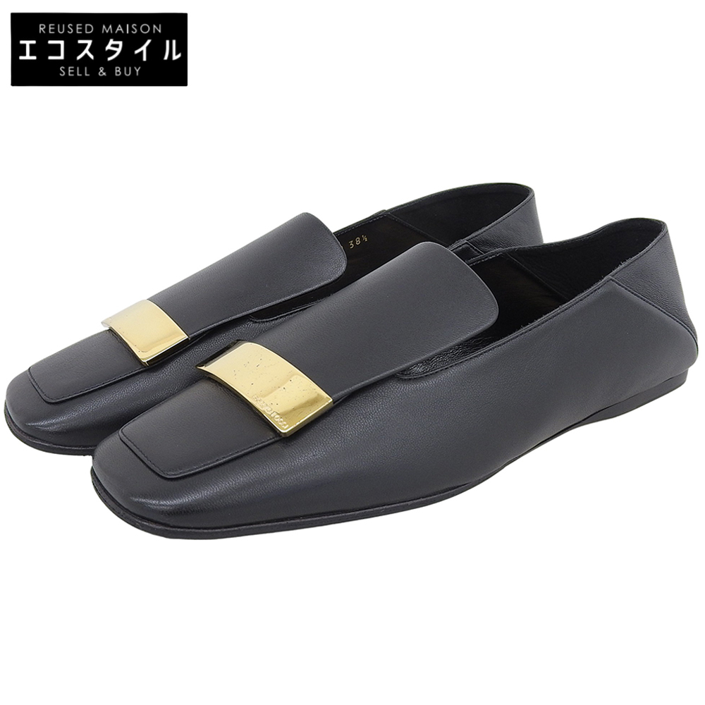 Sergio Rossi セルジオロッシ シューズ 38 1/2 ブラック/ゴールド レディース