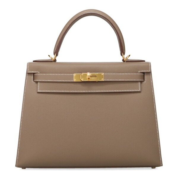 エルメス ケリー 28cm 外縫い HERMES ヴォーエプソン エトゥープ ゴールド金具 200128 W刻印